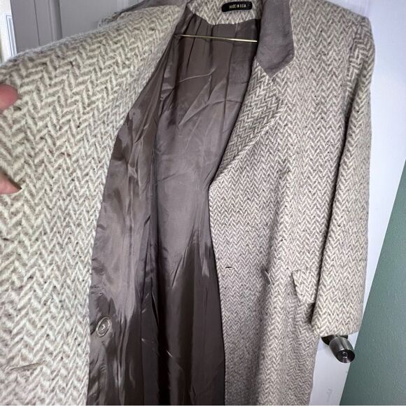 Wool Blend Chevron Long Coat - Picture 10 of 10